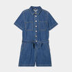 Combishort en jean ceinturée coton denim stone femme