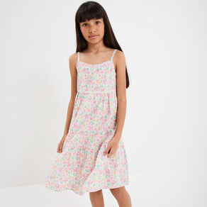 Robe courte à bretelles fines ecru fille