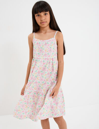 Robe courte à bretelles fines ecru fille