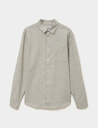Chemise manches longues coton vert kaki homme