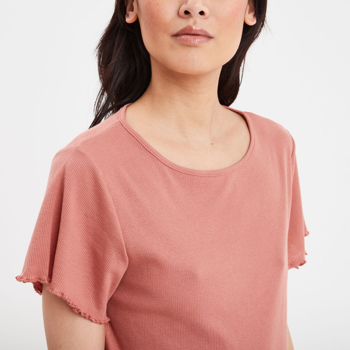 Haut de pyjama manches courtes vieux rose femme