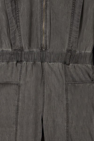 Combinaison pantalon zippée denim gris fille