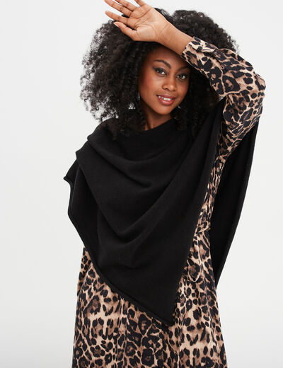 Poncho asymétrique noir femme