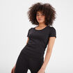 T-shirt cropped cintré col rond noir femme