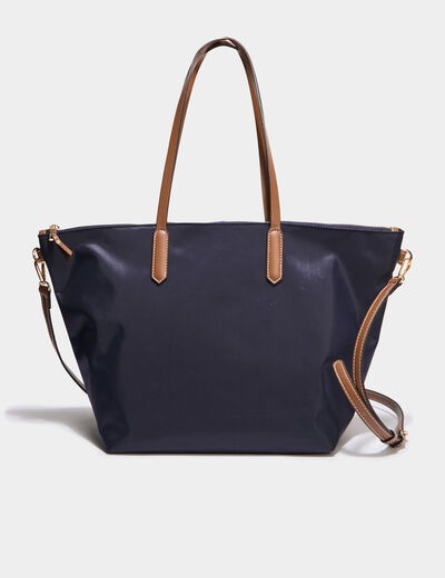 Sac shopper avec bandoulière bleu marine femme