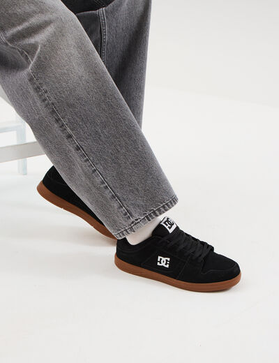 Baskets en cuir su&eacute;dine antid&eacute;rapantes camel homme