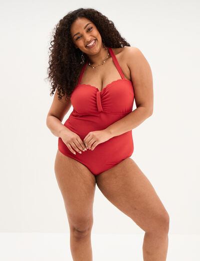 Maillot de bain une pi&egrave;ce dos nu rouge femme grande taille