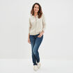 Gilet manches longues boutonné col rond sable femme