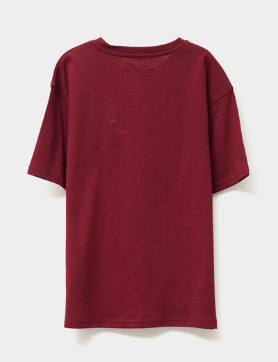 T-shirt col rond manches courtes coton bordeaux garçon
