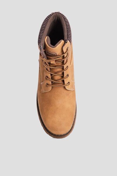Bottines montantes semelles crant&eacute;es jaune homme