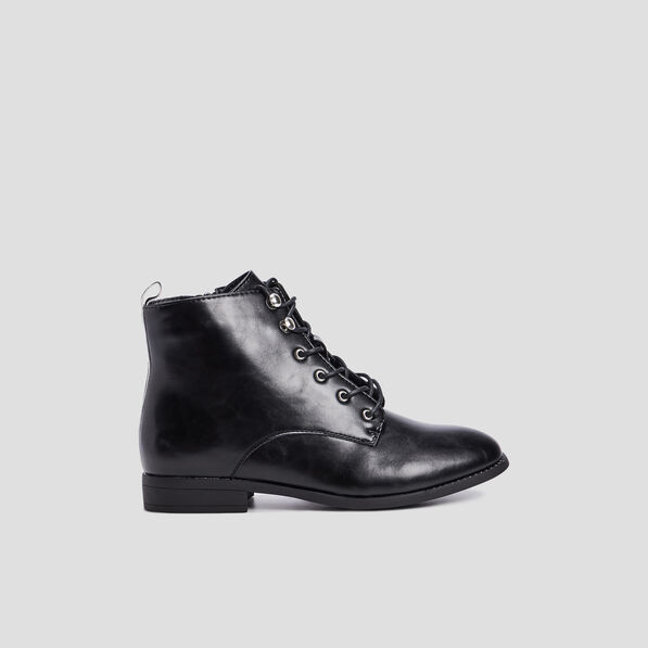 Bottines à talons plats noir femme