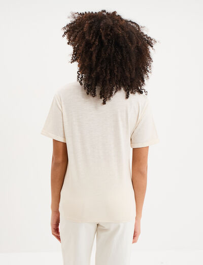 T-shirt manches courtes coton ecru femme