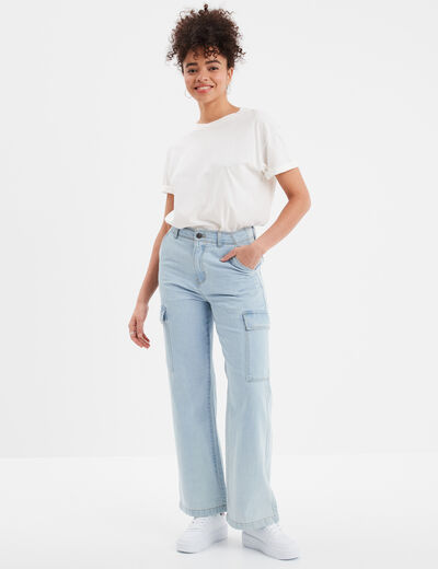 Jeans cargo poches à rabat Liberto denim triple stone femme