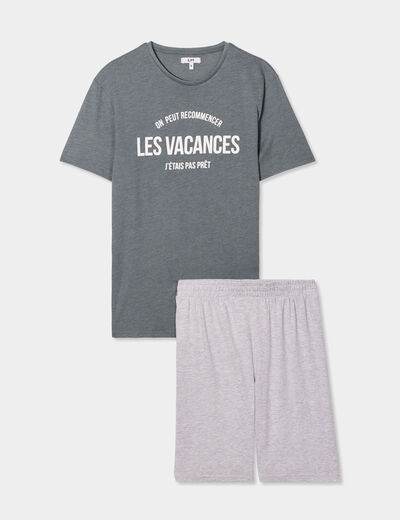 Ensemble pyjama short et t-shirt vert kaki homme