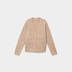 Gilet cardigan ajour&eacute; manches longues beige femme