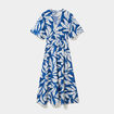 Robe longue col V taille &eacute;lastiqu&eacute;e bleu marine femme