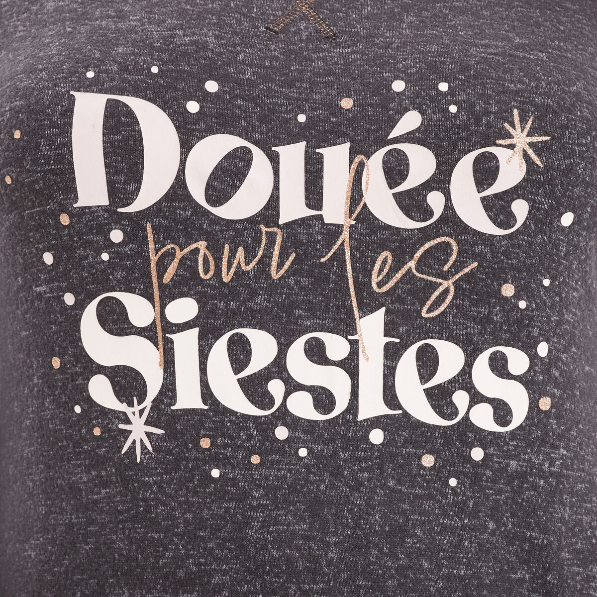 Ensemble pyjama manches longues 2 pièces gris foncé femme grande taille