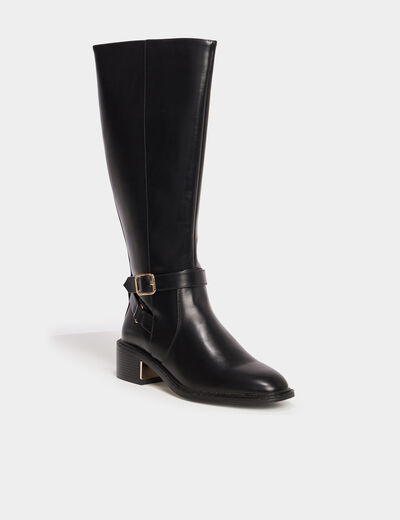 Bottes &agrave; talons avec boucles noir femme