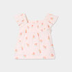 Blouse smockée à volants gaze de coton rose clair bébé fille
