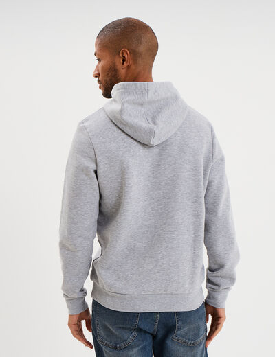 Sweat molleton &agrave; capuche hoodie gris clair homme