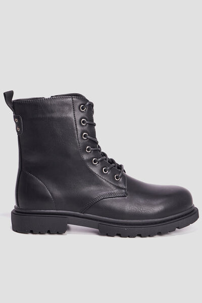 Boots zippées à lacets noir femme