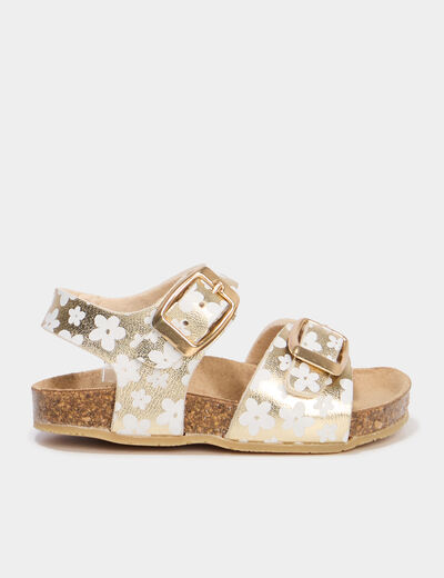 Sandales avec boucles jaune or bébé fille