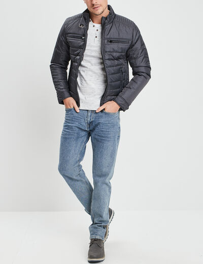 Blouson droite zippée gris homme