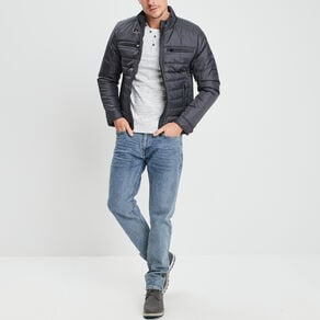 blouson droite zippee gris homme Blouson droite zippée gris homme