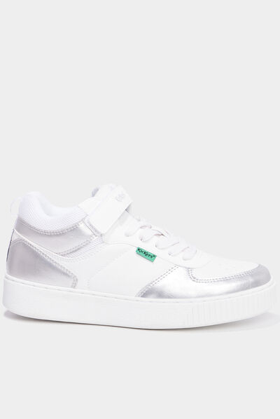 Baskets montantes Kickers Tylem gris argent femme