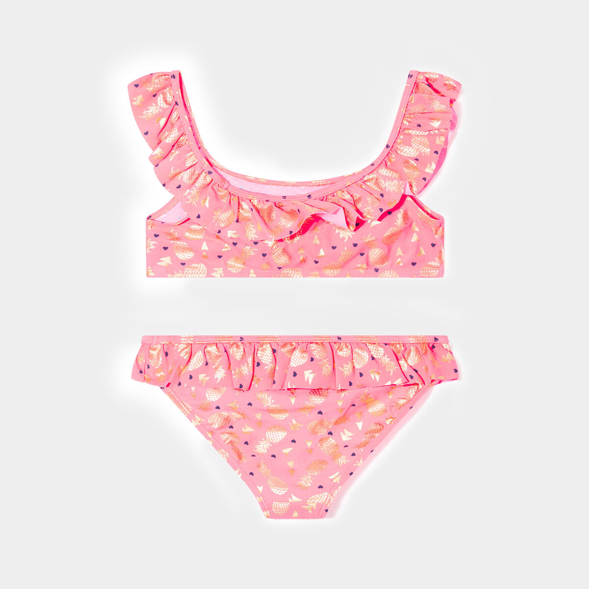 Maillot de bain 2 pi&egrave;ces orange corail fille