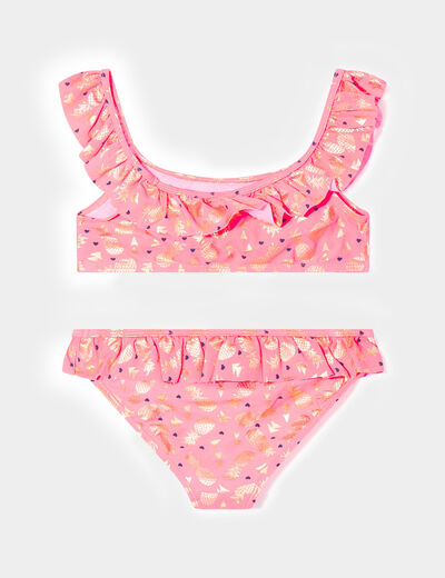 Maillot de bain 2 pièces orange corail fille