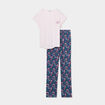 Ensemble pyjama col rond 2 pièces fluide bleu canard femme