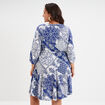 Robe fluide évasée col tunisien bleu femme grande taille