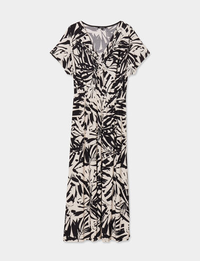 Robe midi évasée boucle au col Mosquitos noir femme