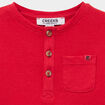 T-shirt col tunisien manches longues rouge b&eacute;b&eacute; gar&ccedil;on