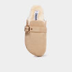 Mules fourr&eacute;es avec boucles sable femme