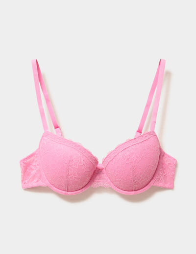 Soutien-gorge corbeille padd&eacute; dentelle mauve femme