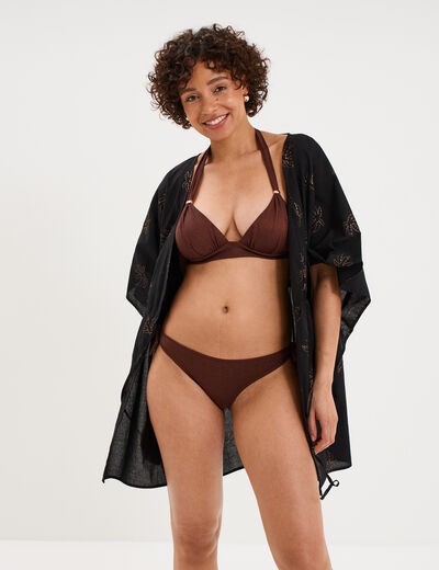 Bas de maillot de bain m&eacute;tallis&eacute; marron femme