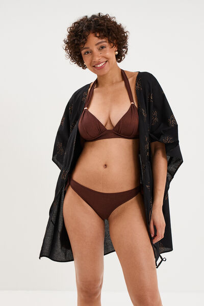 Bas de maillot de bain m&eacute;tallis&eacute; marron femme