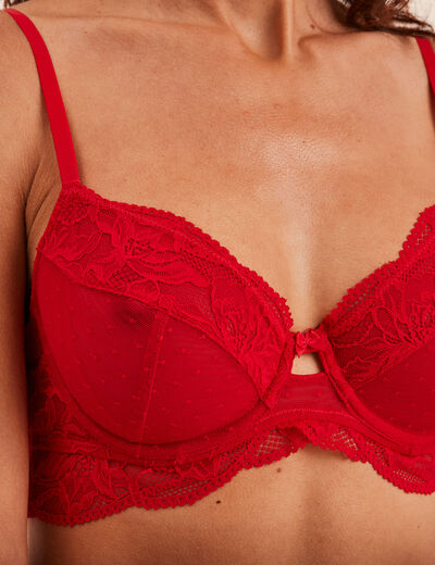 Soutien-gorge emboîtant dentelle rouge femme