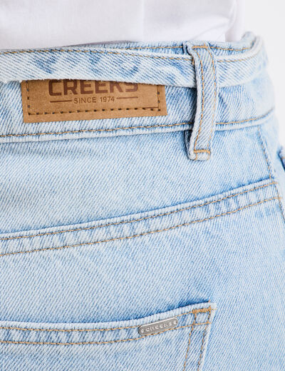 Jeans large taille haute coton denim triple stone femme