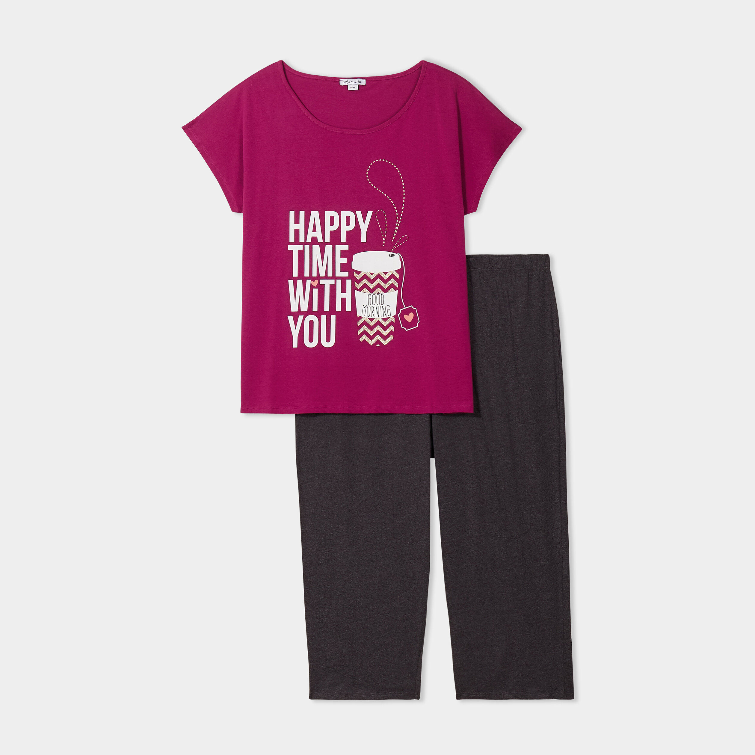 Ensemble pyjama corsaire coton violet femme grande taille MODAVISTA