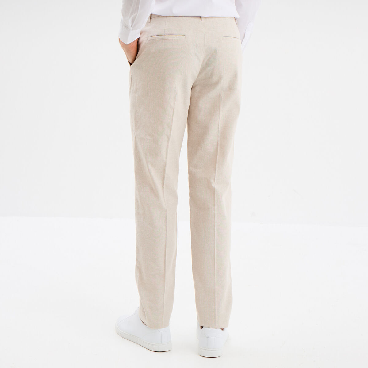 Pantalon de costume chino lin mélangé gris clair homme