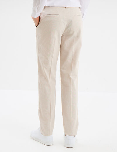 Pantalon de costume chino lin mélangé gris clair homme