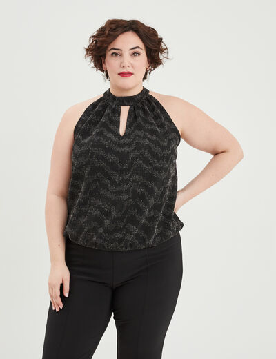 Débardeur encolure américaine cintré noir femme grande taille