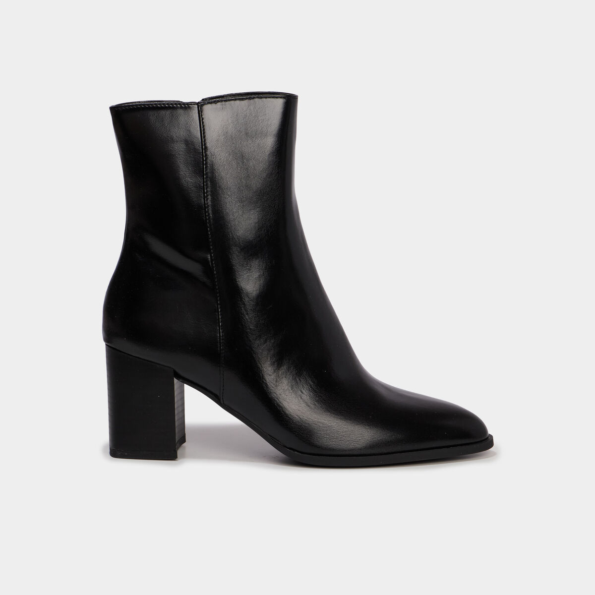 Bottines lisses talon bloc noir femme