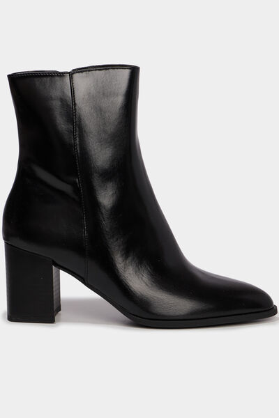 Bottines lisses talon bloc noir femme