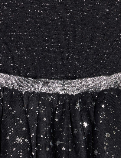 Robe de soirée évasée à fils métallisés noir fille