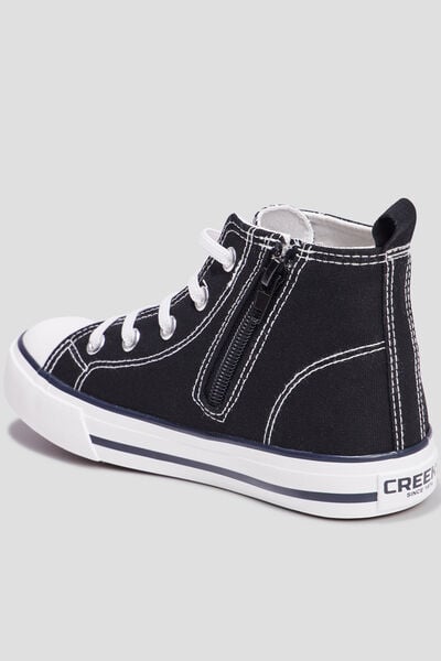 Baskets montantes en toile bout renforc&eacute; noir fille