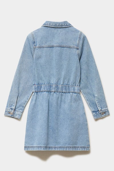 Robe en jean courte cintr&eacute;e boutonn&eacute;e denim double stone fille